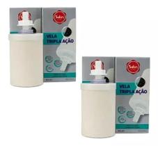Vela Tripla Ação Carvão Ativado Kit C/ 2pçs Salus 613 Vela Tripla Ação Carvão Ativado Kit C/ 2pçs Salus 613