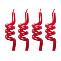 Vela tubo vermelha vibrante espiral silver 4 unidades festas