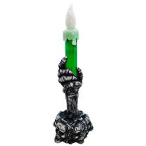 Vela Verde Mão de Caveira - "Segurando Vela" - 1 unidade - Silver Plastic - Rizzo