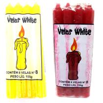 Vela Vermelha Amarela Ritual Umbanda Candomblé Macumba Entidade Numero 8 Kit