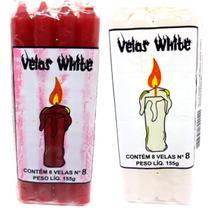 Vela Vermelha Palito e Branca Numero 8 Umbanda Amor Kit