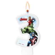 Vela Vingadores Número 3 Decoração Festa topo bolo Vela Vingadores Número 3 Decoração Festa topo bolo