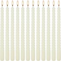 Vela WPONSZU de 25 cm Ivory Spiral Taper, pacote com 12 unidades, sem perfume
