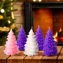 Velas Advent Ziliny em forma de árvore de Natal, 5 peças, roxo, rosa