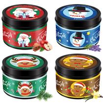 Velas aromáticas Aottom de Natal 4 x 136 mL, cera de soja natural
