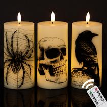 Velas cintilantes sem chama Eldnacele, conjunto de 3 para Halloween Velas cintilantes sem chama Eldnacele, conjunto de 3 para Halloween