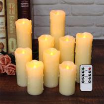 Velas cintilantes sem chama Romance com controle remoto e temporizador, 9 unidades