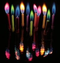 Velas Colorflame Multicolor para Aniversário com 12 Unidades e Suportes