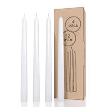 Velas cônicas CANDWAX White, 30 cm, sem gotejamento, conjunto de 4