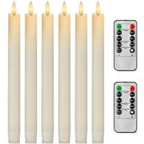 Velas cônicas cintilantes sem chama Enpornk com 2 controles remotos, 6 unidades