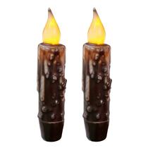Velas cônicas com temporizador LED sem chama CVHOMEDECO Brown 12cm 2P