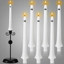 Velas cônicas Conelist em forma de fantasma de Halloween, 6 peças brancas