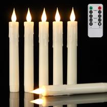 Velas cônicas Daord LED Flameless, 6 unidades, temporizador remoto, marfim Velas cônicas Daord LED Flameless, 6 unidades, temporizador remoto, marfim