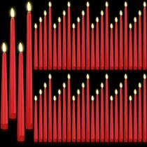 Velas cônicas de LED sem chama Rossesay 48 unidades e 4 tamanhos (vermelhas) Velas cônicas de LED sem chama Rossesay 48 unidades e 4 tamanhos (vermelhas)