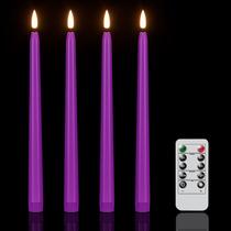 Velas cônicas Flameless Wondise Halloween, pacote com 4, roxas
