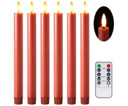 Velas cônicas LED de terracota Velsyn de 10" sem chama, pacote com 6