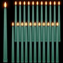 Velas cônicas Macarrie LED Flameless, pacote com 24 cm, verde