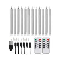 Velas Cônicas Recarregáveis Sem Chama Com Controle Remoto E Timer, Operadas a Bateria, Pacote Com