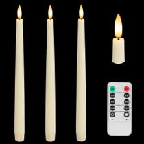 Velas cônicas sem chama AFINETH, controle remoto LED de 29 cm, pacote com 3