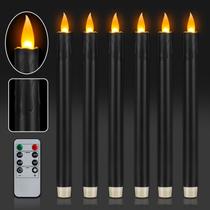 Velas cônicas sem chama com controle remoto de 10 cm pretas 6 unidades Wemarry Velas cônicas sem chama com controle remoto de 10 cm pretas 6 unidades Wemarry