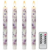 Velas cônicas sem chama Lasumora Purple Flowers com controle remoto