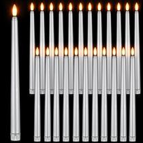 Velas cônicas sem chama Macarrie, 24 pacotes, LED, prata, 28 cm