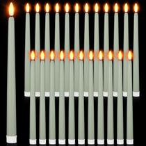 Velas cônicas sem chama Macarrie, 24 pacotes, LED, verde claro