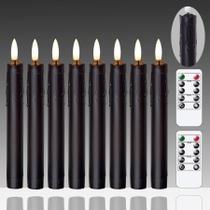 Velas cônicas sem chama Mavandes Black LED de 7,5 polegadas, conjunto de 8