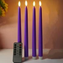 Velas cônicas sem chama Ni-jasw Purple com conjunto remoto de 4 Velas cônicas sem chama Ni-jasw Purple com conjunto remoto de 4