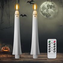Velas cônicas sem chama Romance Ghost Halloween 24 cm, pacote com 2