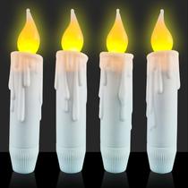 Velas curtas cônicas sem chama, 12 cm, LED branco, conjunto de 4 Velas curtas cônicas sem chama, 12 cm, LED branco, conjunto de 4
