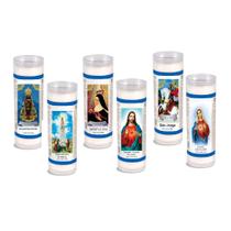 Velas De 7 Dias Branca 8 uni Santos - Embalagem Tubo - Encanto Velas Decorativas