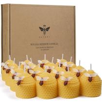 Velas de cera de abelha DEYBBY, kit com 16 unidades, pequena decoração de abelha, queima de 4 h Velas de cera de abelha DEYBBY, kit com 16 unidades, pequena decoração de abelha, queima de 4 h