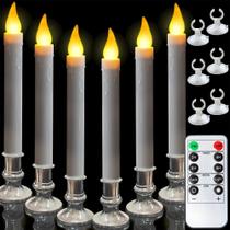 Velas de janela Taokftly Flameless Taper com ventosas, 6 unidades