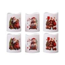 Velas De Natal LED 6PCS Sem Chama Papai Noel Boneco De Neve Vela Eletrônica Iluminação Para Casa