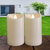 Velas de pilar cintilantes sem chama Qinc de 3 x 5 polegadas (pacote com 2)