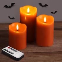 Velas de pilar sem chama Girimax Burnt Orange com conjunto remoto 3