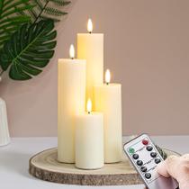 Velas de pilar sem chama Vtobay Ivory Real Wax com 4 unidades remotas