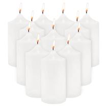 Velas de Pilar sin Perfume 7.6x15 cm Paquete de 12