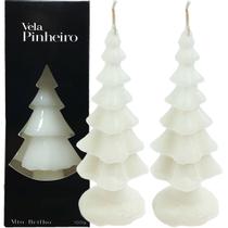 Velas Decorativas Pinheiro Natalino Branco De 20cm Kit 4pçs Velas Decorativas Pinheiro Natalino Branco De 20cm Kit 4pçs