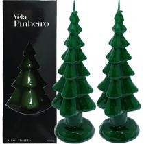 Velas Decorativas Pinheiro Natalino Verde De 20cm Kit 2pçs