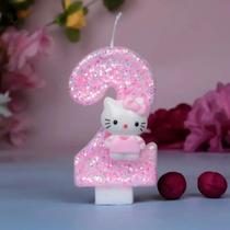 Velas Digitais Kawaii Hello Kitty Com Padrão De Desenho Animado Para Decoração De Bolos De