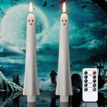 Velas Flameless Flickering Ghost Taper Eldnacele, conjunto de 2 Velas Flameless Flickering Ghost Taper Eldnacele, conjunto de 2
