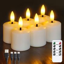Velas Flameless Tea Light Candles Mavandes, conjunto recarregável de 6 Velas Flameless Tea Light Candles Mavandes, conjunto recarregável de 6