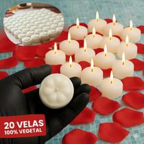 Velas Flutuantes 20 unidades Taça e Vidros Decoração Festa Casamento Lisa Branco Inodora
