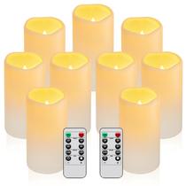 Velas impermeáveis de plástico sem chama, pacote com 9 unidades com controle remoto
