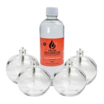 Velas Lamparina Redonda de Vidro 4 Peças e 1 Refil 500ml Para Mesa de Jantar Decoração Velas Lamparina Redonda de Vidro 4 Peças e 1 Refil 500ml Para Mesa de Jantar Decoração