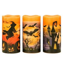 Velas LED cintilantes sem chama Eldnacele, conjunto de 3 para Halloween Velas LED cintilantes sem chama Eldnacele, conjunto de 3 para Halloween