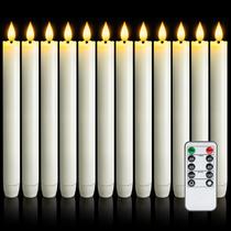 Velas LED cônicas sem chama Meigic 24,5 cm com controle remoto e timer