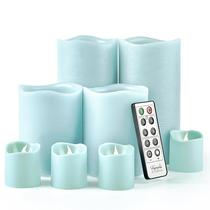 Velas LED FURORA LIGHTING Blue Real Wax com controle remoto, pacote com 8 Velas LED FURORA LIGHTING Blue Real Wax com controle remoto, pacote com 8